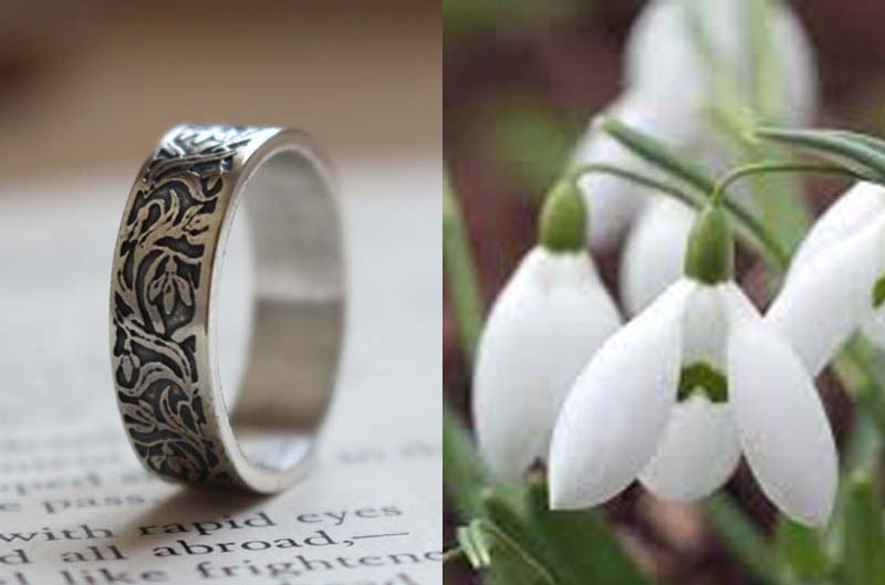 Perce-neige, bague fleur en argent