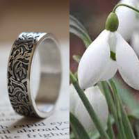 Perce-neige, bague fleur en argent