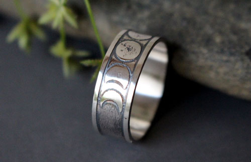 Phases de la lune, bague astre nocturne en argent