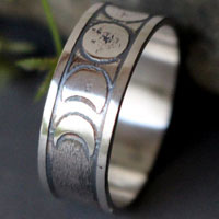 Phases de la lune, bague astre nocturne en argent