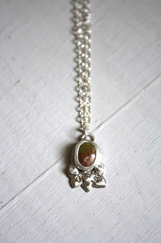 Pierre de mousse, bracelet en argent et turquoise