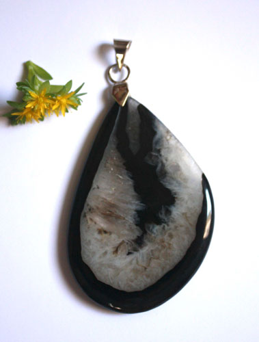 Prisma, pendentif rétro en argent et quartz