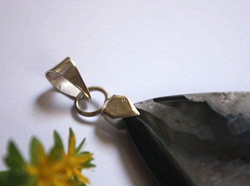 Prisma, pendentif rétro en argent et quartz