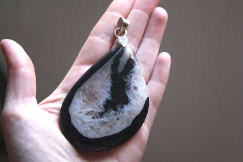 Prisma, pendentif rétro en argent et quartz
