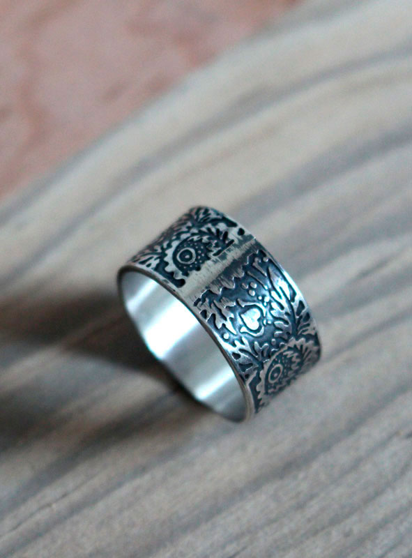 Protea, bague fleur en argent