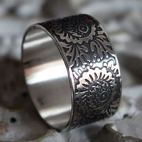 Protea, bague fleur en argent