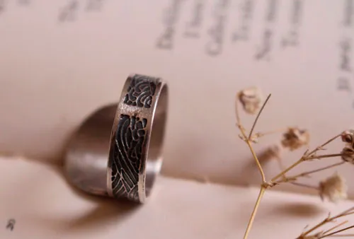 Quand le soleil vient embrasser la mer, bague tribale en argent et laiton