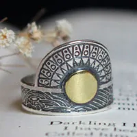 Quand le soleil vient embrasser la mer, bague tribale en argent et laiton