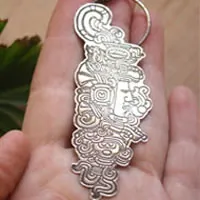 Quiquiztli, pendentif conque musicale maya en argent