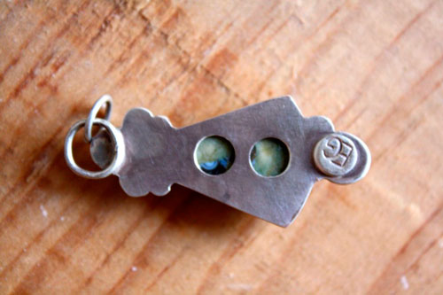 Quetzalcóatl, pendentif pyramide aztèque en argent et jaspe forêt tropicale