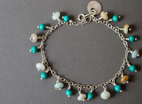 Racine, bracelet eaux tropicales en argent, amazonite et turquoise