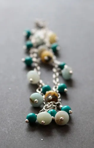 Racine, bracelet eaux tropicales en argent, amazonite et turquoise