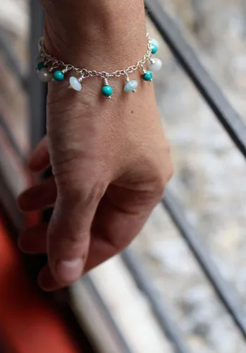 Racine, bracelet eaux tropicales en argent, amazonite et turquoise
