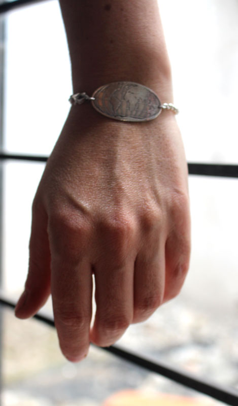 Racines, bracelet planisphère en argent