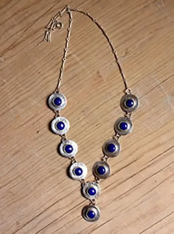 Reine du Nil, collier égyptien en argent et lapis-lazuli