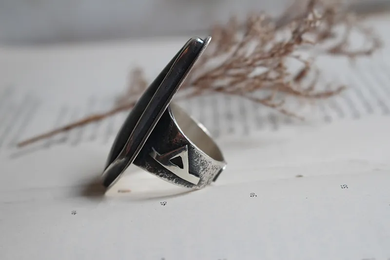 Runes de vie, bague nordique en argent et œil de tigre
