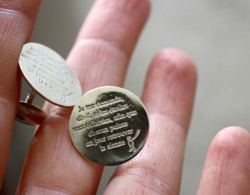 Retrouver son étoile, boutons de manchette citation du petit prince en argent
