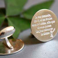 Retrouver son étoile, boutons de manchette citation du petit prince en argent