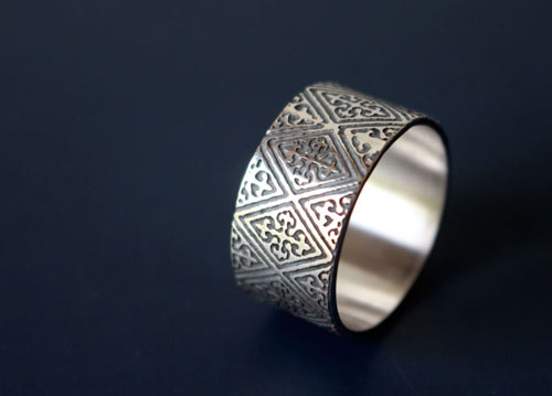 Richard cœur de lion, bague croix de blason médiéval en argent