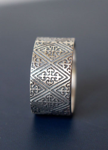 Richard cœur de lion, bague croix de blason médiéval en argent
