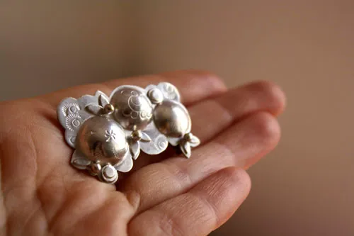 Sakura, broche fleur en argent