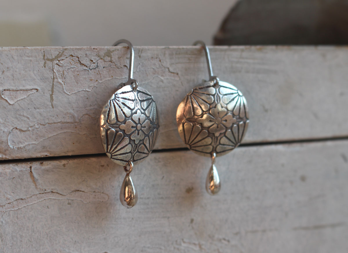 Sakura en fleur, boucles d’oreilles fleur de cerisier japonaise en argent