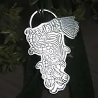 Serpent à plumes, pendentif Quetzalcoatl dieu aztèque en argent