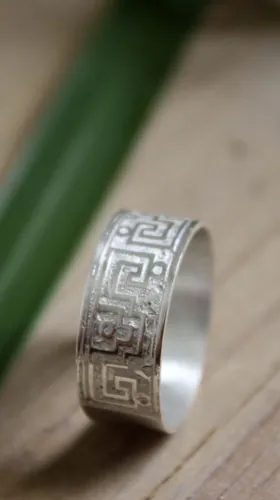 Serpiente de agua, bague zapotèque du mexique en argent