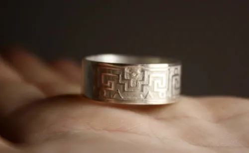 Serpiente de agua, bague zapotèque du mexique en argent