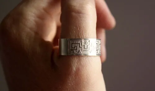 Serpiente de agua, bague zapotèque du mexique en argent