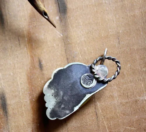 Shinju, pendentif éveil du printemps en argent, perle et aventurine