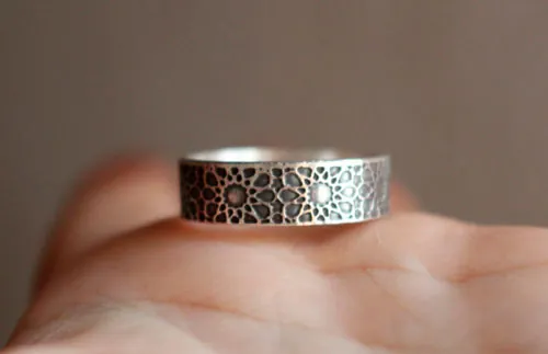 Soleil d’orient, bague soleil géométrique oriental en argent