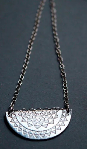 Soleil tribal, collier astre inca en argent