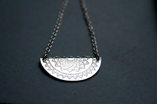 Soleil tribal, collier astre inca en argent