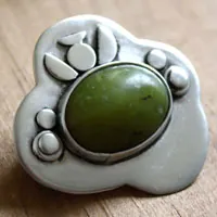 Sous le figuier, broche végétal en argent et aventurine