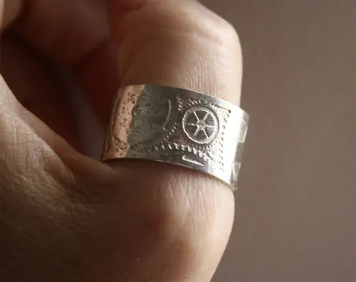 Steampunk, bague engrenages néo-victorien en argent