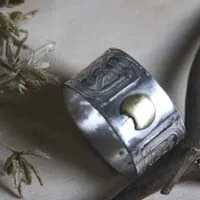 Stonehenge, bague lune et nœuds celtiques en argent et laiton