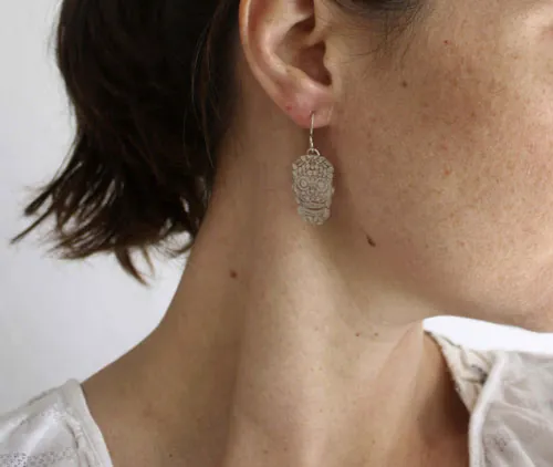 Sugar skull, boucles d’oreilles tête de mort mexicaine en argent