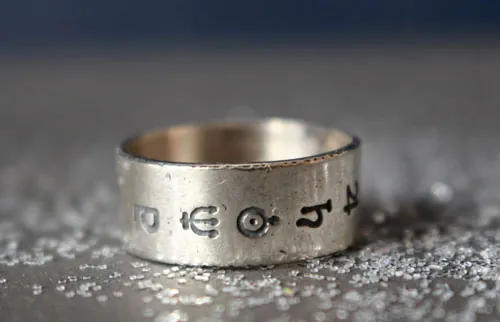 Système solaire, bague cosmique des symboles des planètes en argent