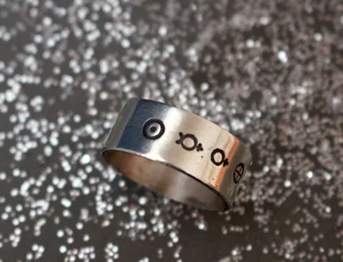 Système solaire, bague cosmique des symboles des planètes en argent