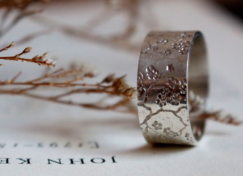 Sakura, bague japonaise de fleur de cerisier en argent