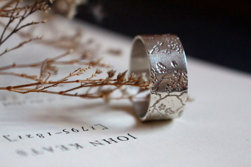 Sakura, bague japonaise de fleur de cerisier en argent