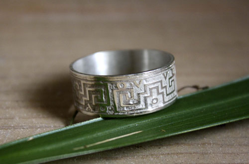 Serpiente de agua, bague zapotèque du mexique en argent