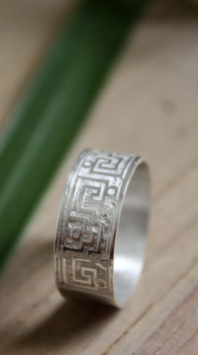 Serpiente de agua, bague zapotèque du mexique en argent