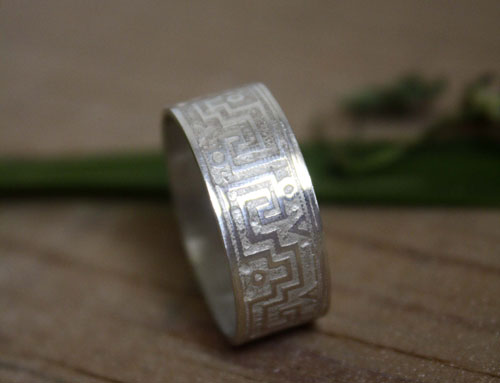 Serpiente de agua, bague zapotèque du mexique en argent