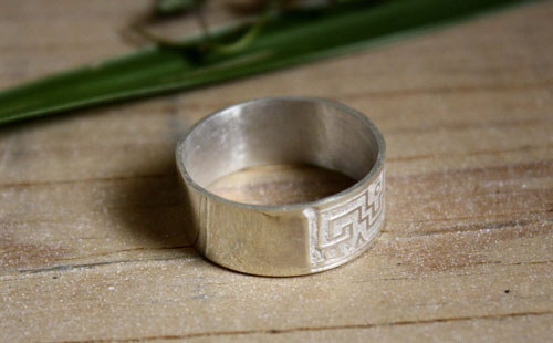 Serpiente de agua, bague zapotèque du mexique en argent