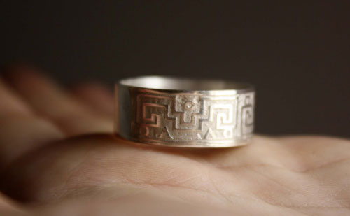 Serpiente de agua, bague zapotèque du mexique en argent