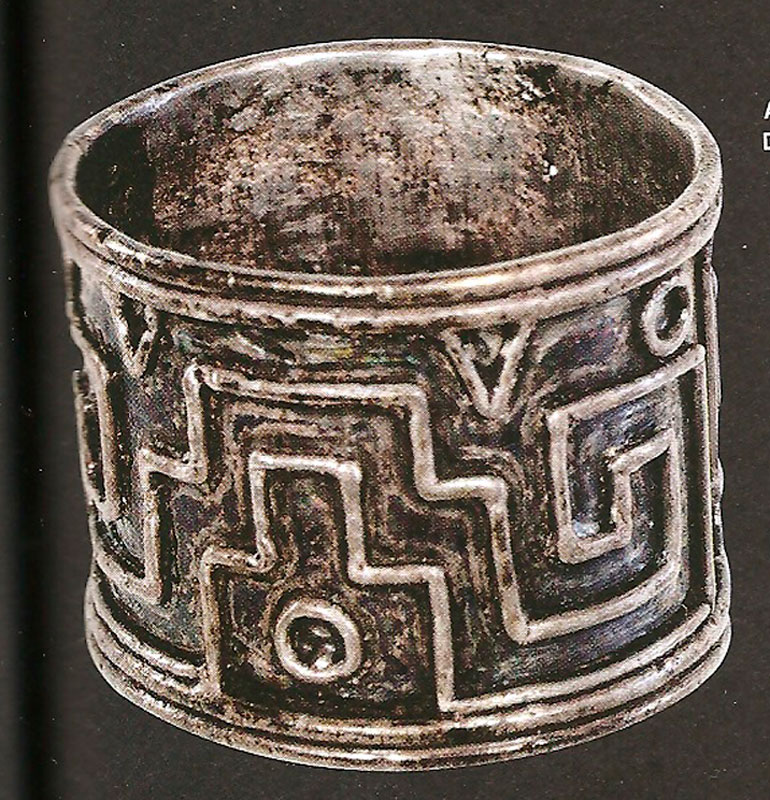 Serpiente de agua, bague zapotèque du mexique en argent