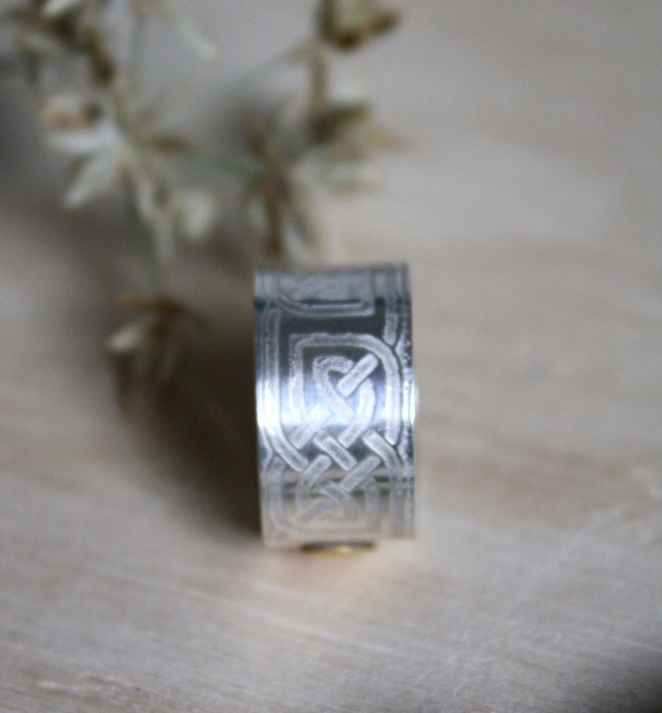 Stonehenge, bague lune et nœuds celtiques en argent et laiton