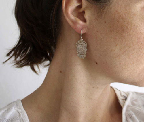 Sugar skull, boucles d’oreilles tête de mort mexicaine en argent